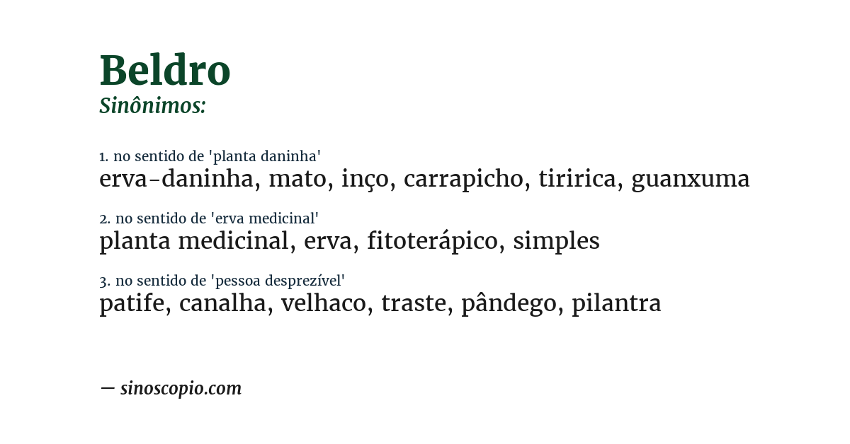 Sinônimo de beldro