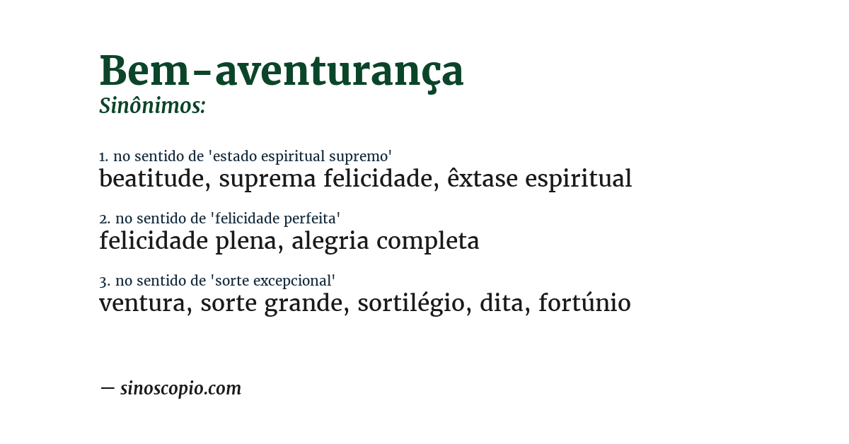 Sinônimo de bem-aventurança