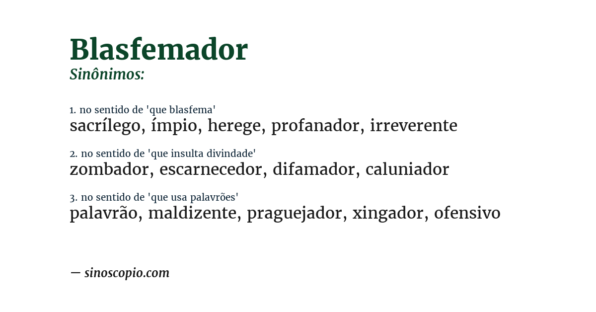 Sinônimo de blasfemador