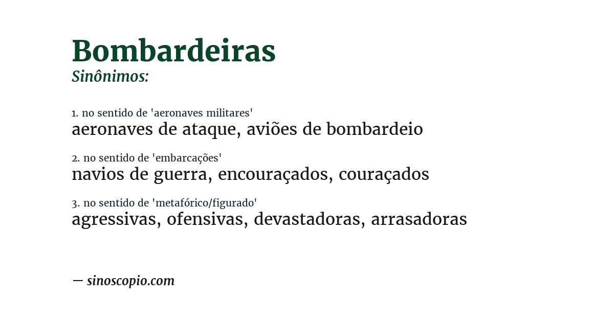 Sinônimo de bombardeiras