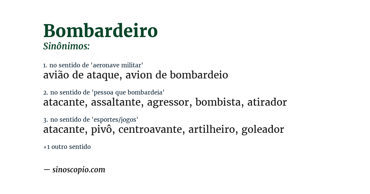 Sinônimo de bombardeiro