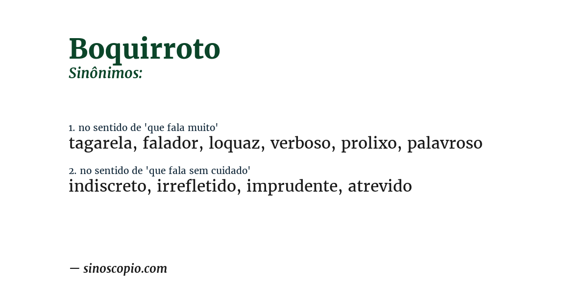 Sinônimo de boquirroto