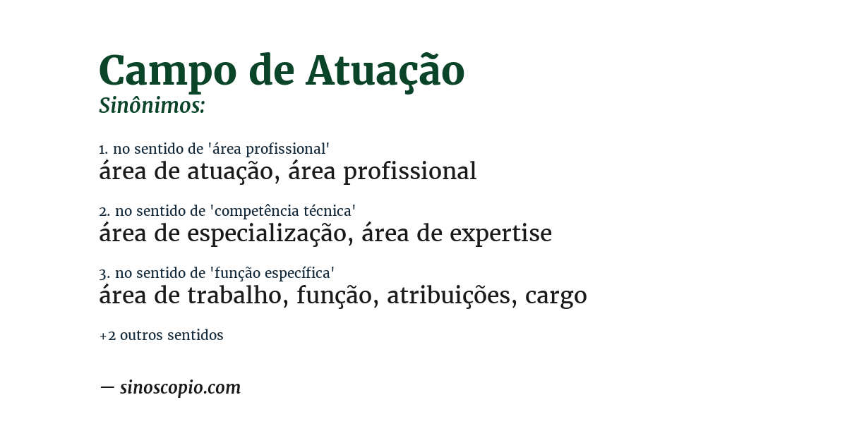 Sinônimo de campo de atuação