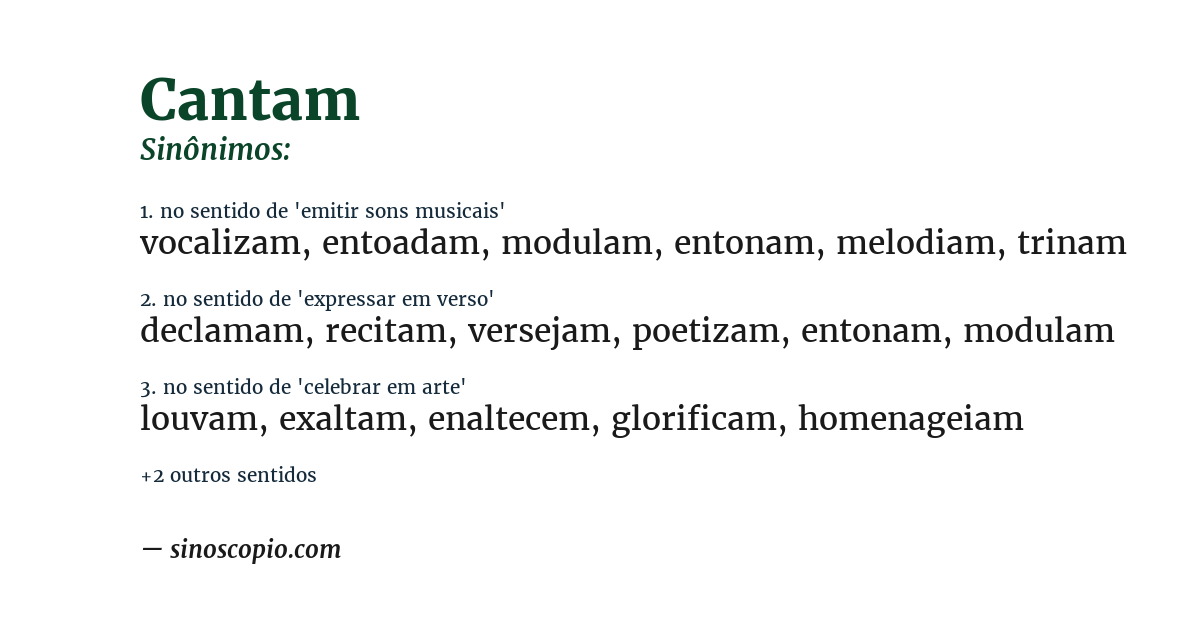 Sinônimo de cantam
