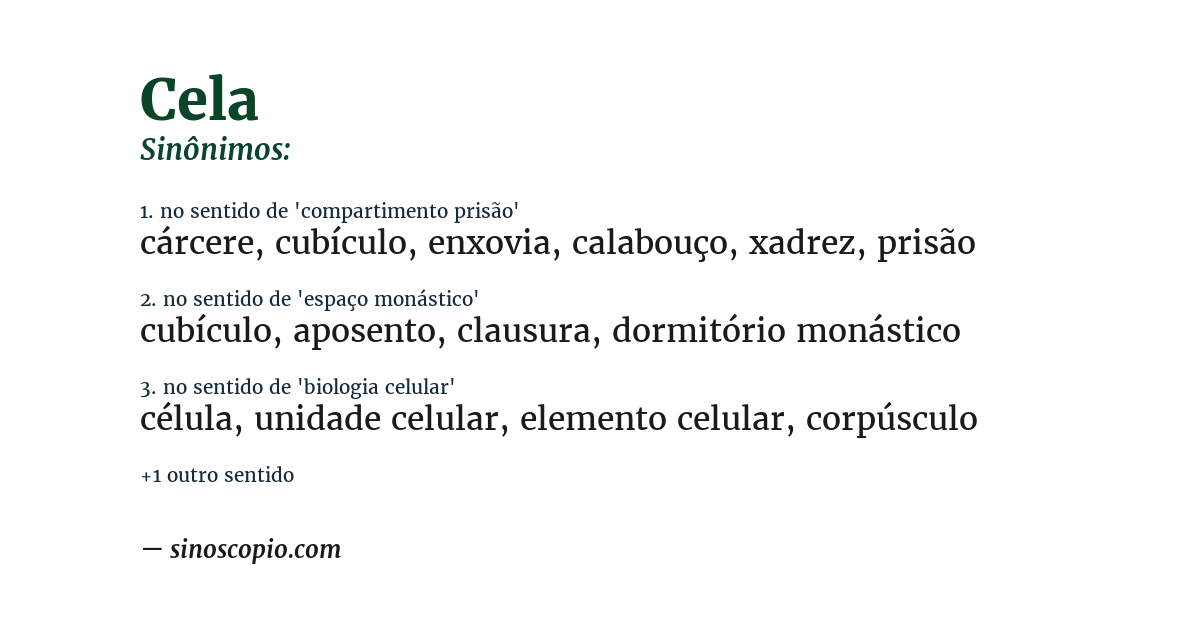 Sinônimo de cela