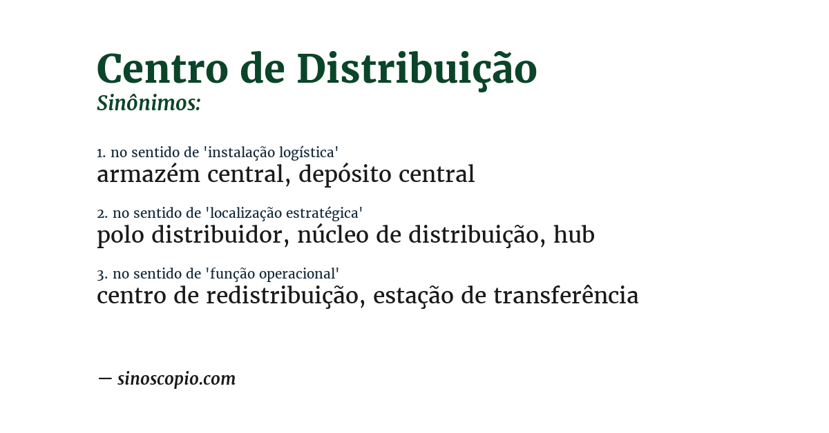 Sinônimo de centro de distribuição
