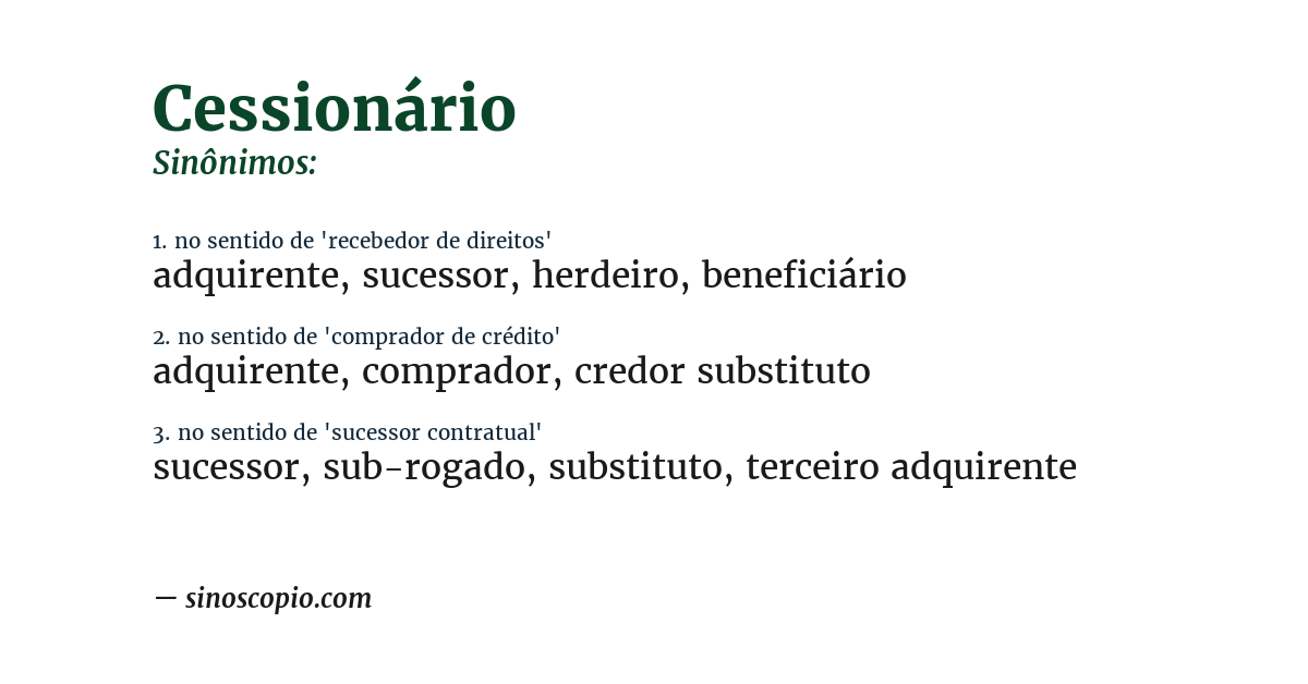 Sinônimo de cessionário