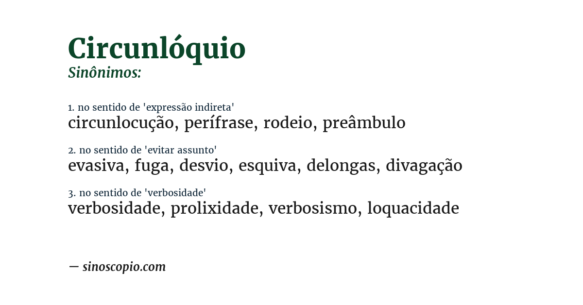 Sinônimo de circunlóquio
