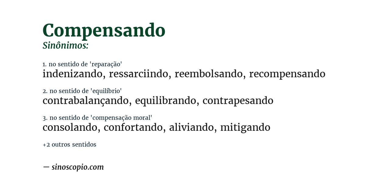 Sinônimo de compensando
