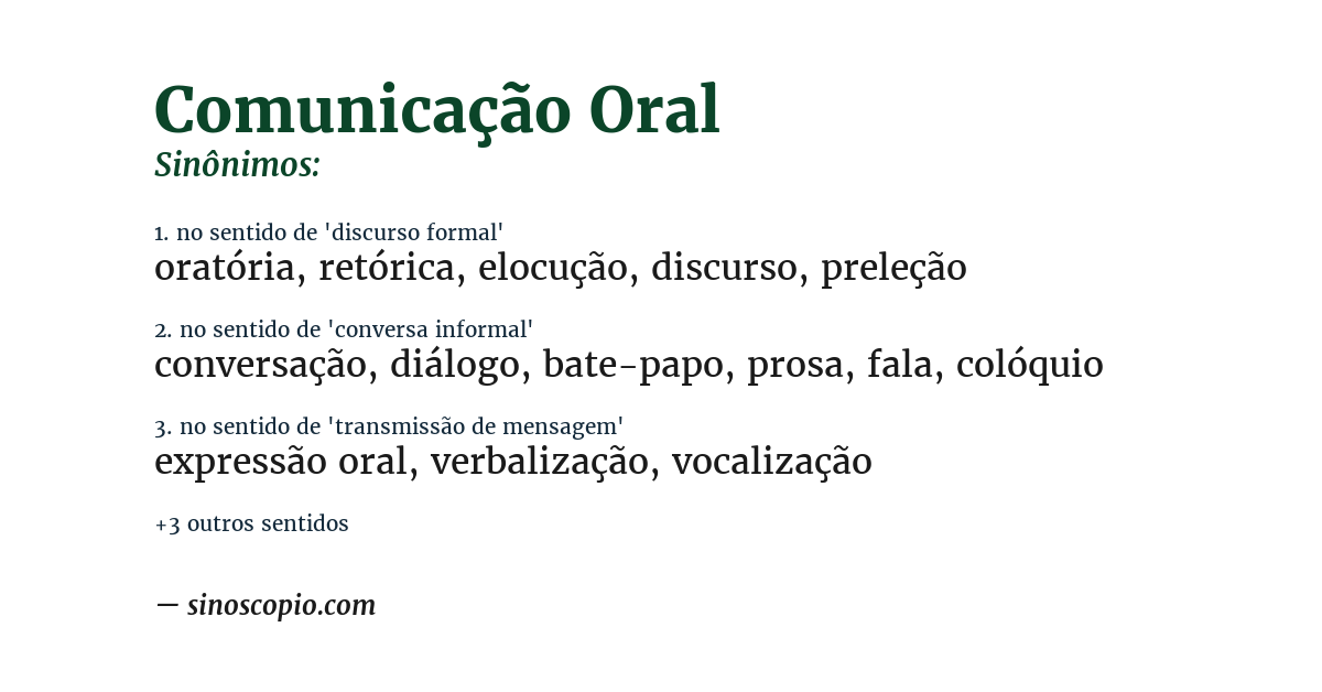 Sinônimo de comunicação oral