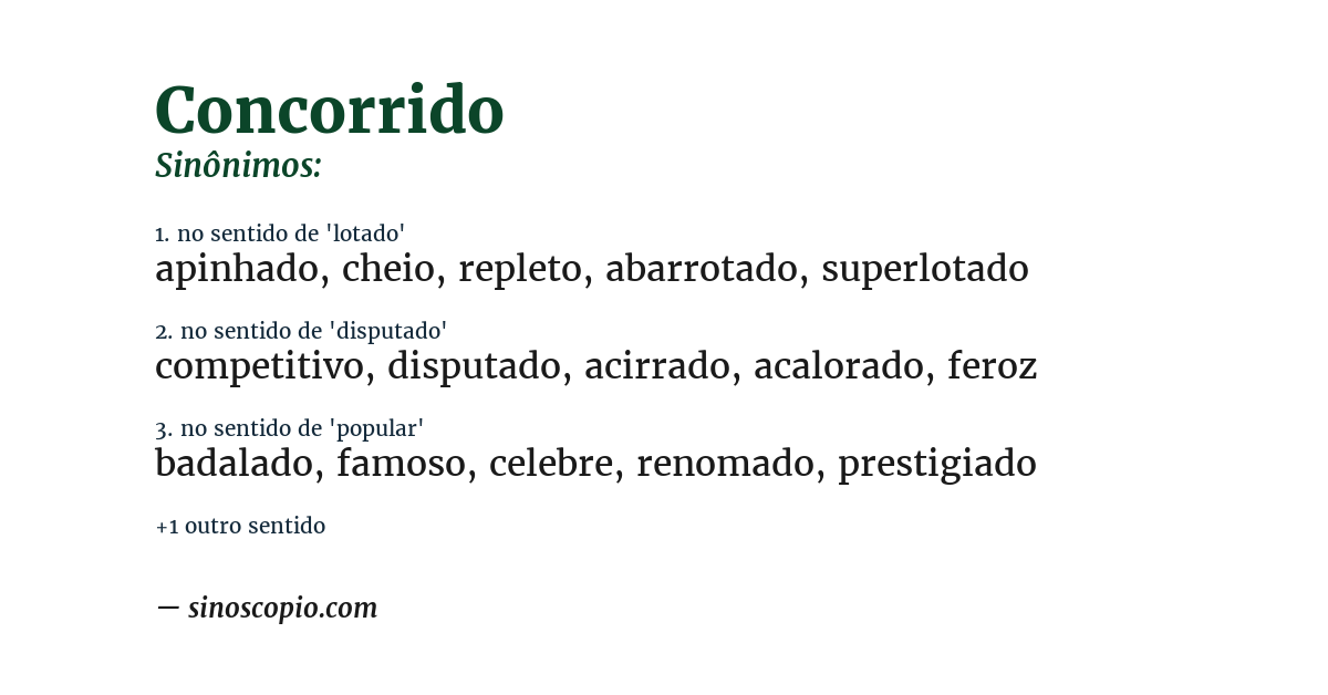 Sinônimo de concorrido