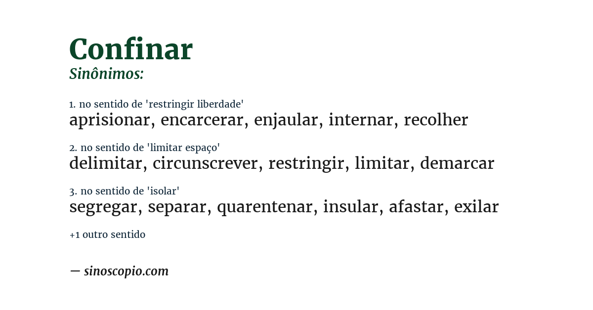 Sinônimo de confinar