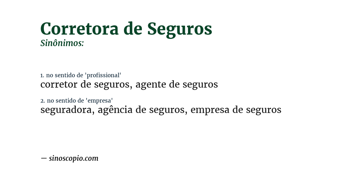 Sinônimo de corretora de seguros