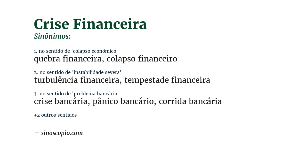 Sinônimo de crise financeira