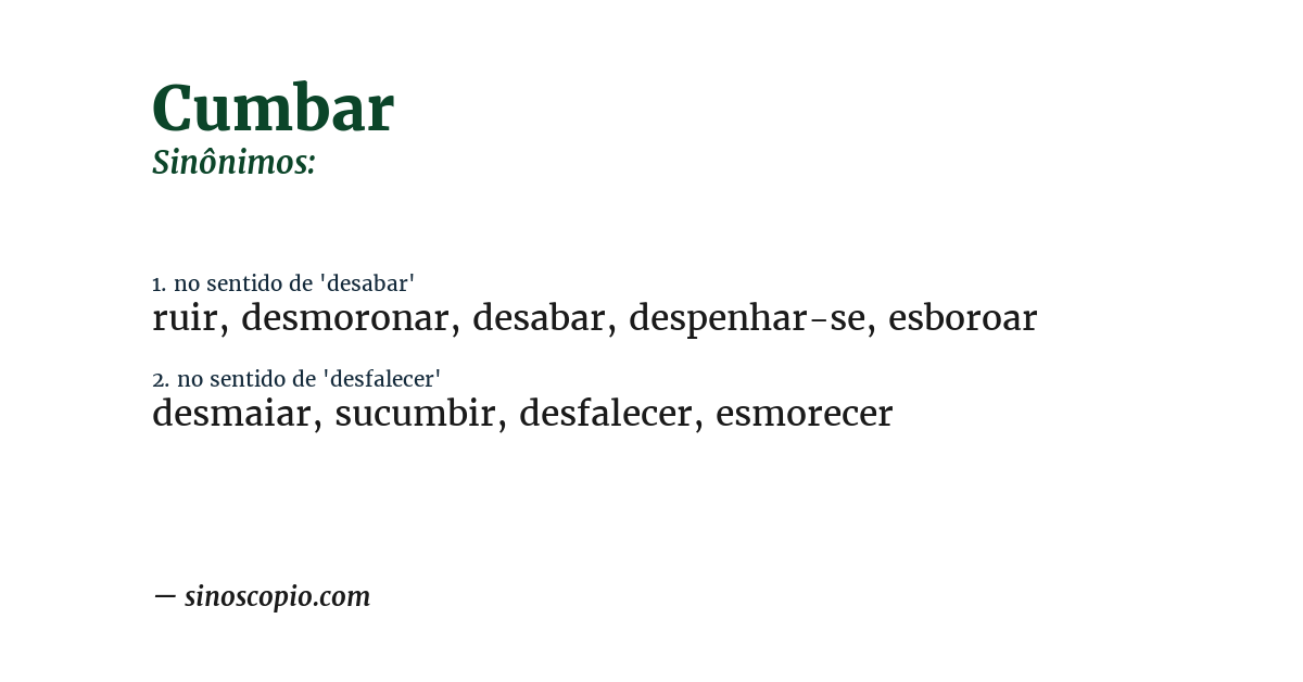 Sinônimo de cumbar