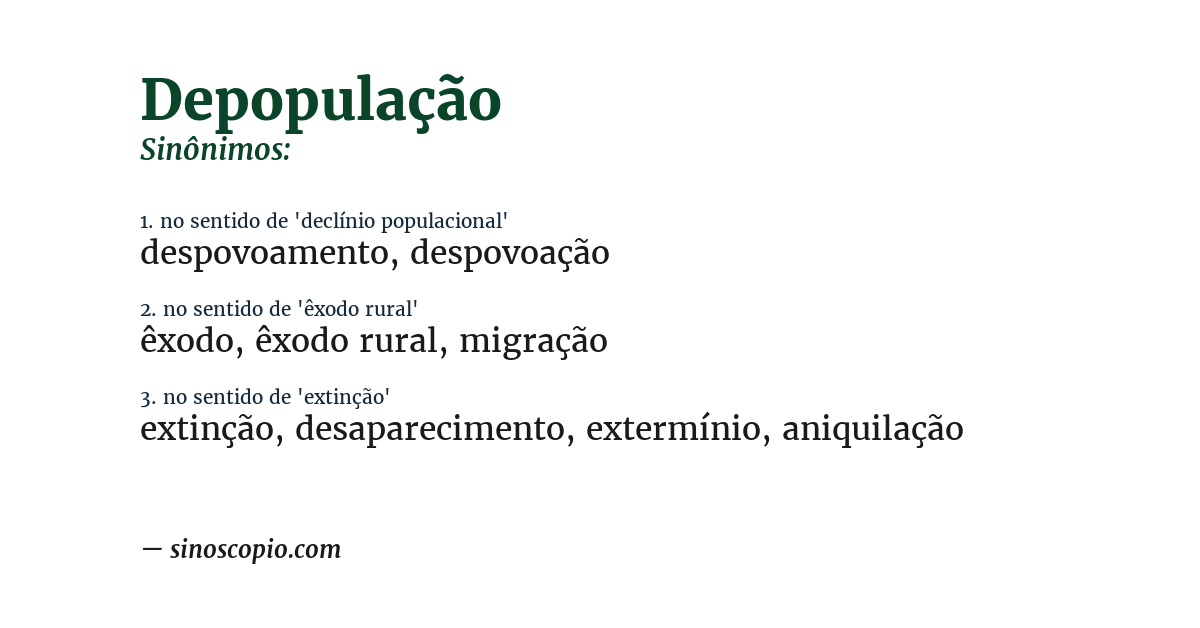 Sinônimo de depopulação