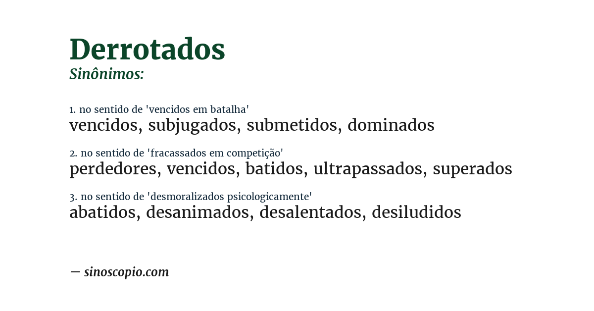 Sinônimo de derrotados