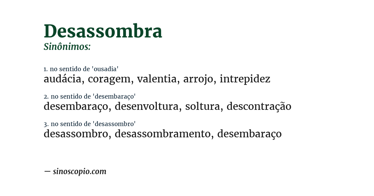 Sinônimo de desassombra