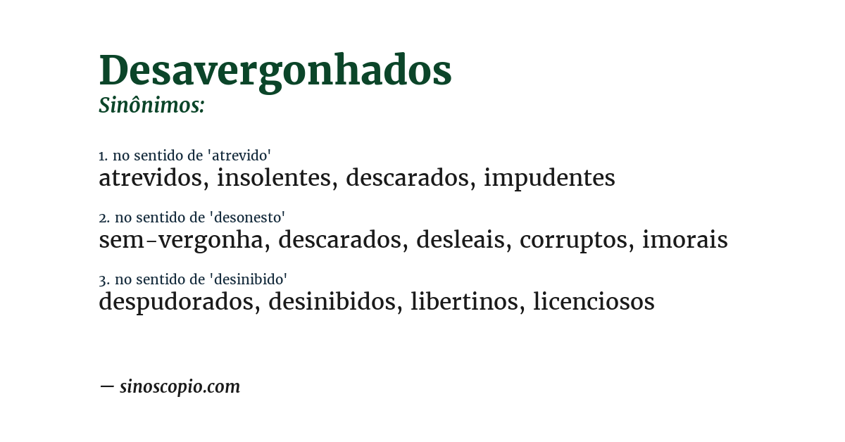 Sinônimo de desavergonhados