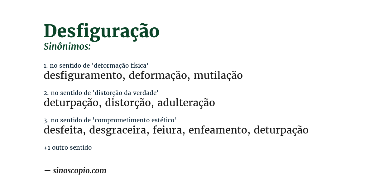 Sinônimo de desfiguração
