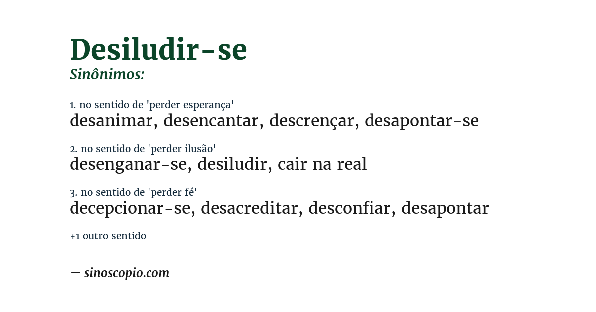 Sinônimo de desiludir-se