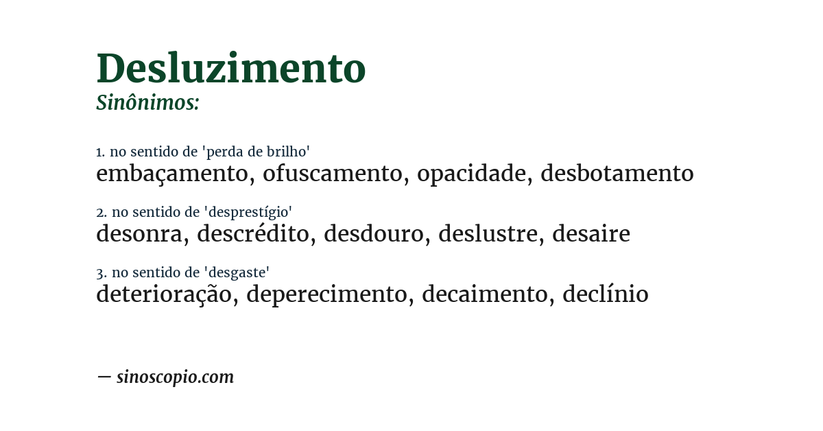 Sinônimo de desluzimento