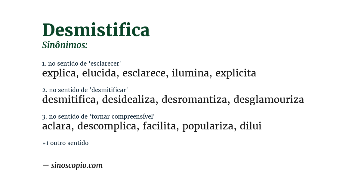 Sinônimo de desmistifica