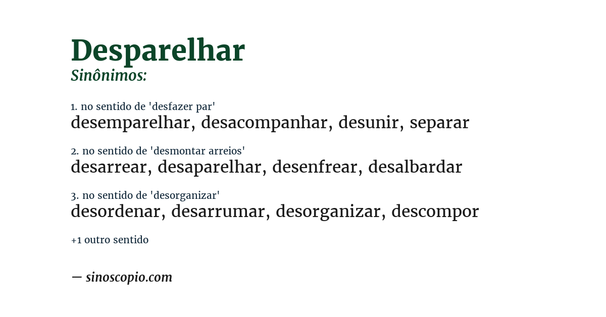 Sinônimo de desparelhar