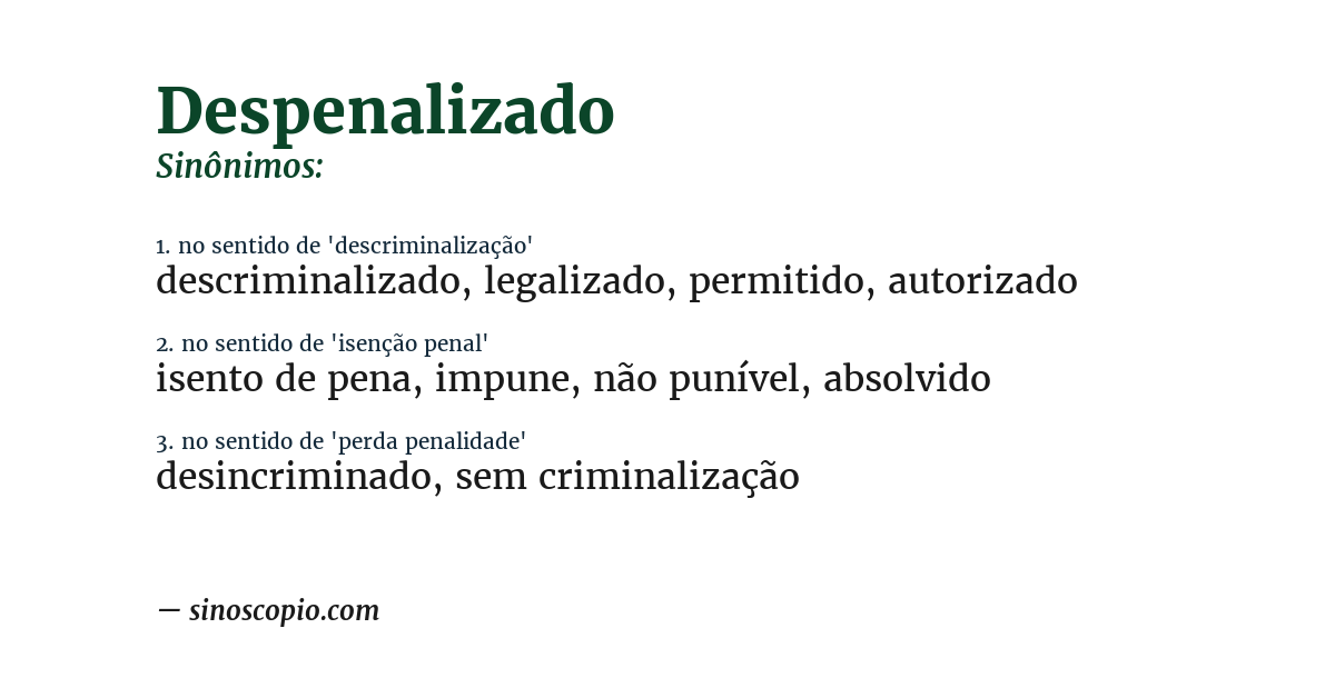 Sinônimo de despenalizado