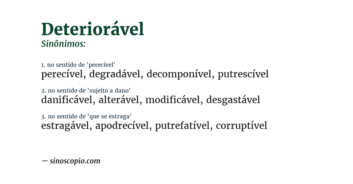 Sinônimo de deteriorável