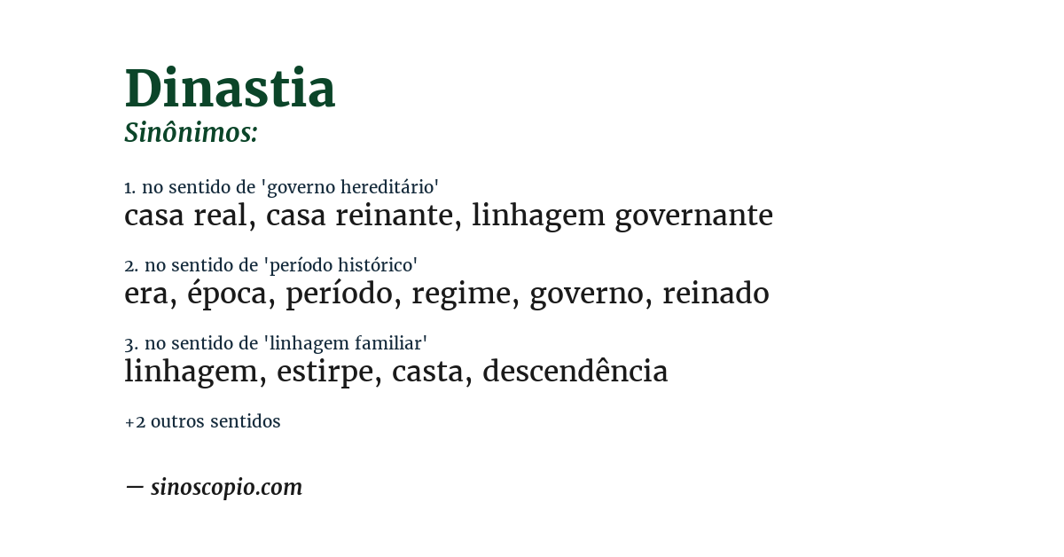 Sinônimo de dinastia