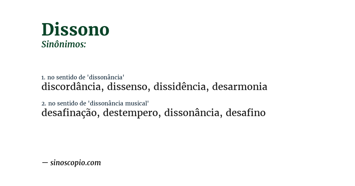 Sinônimo de dissono