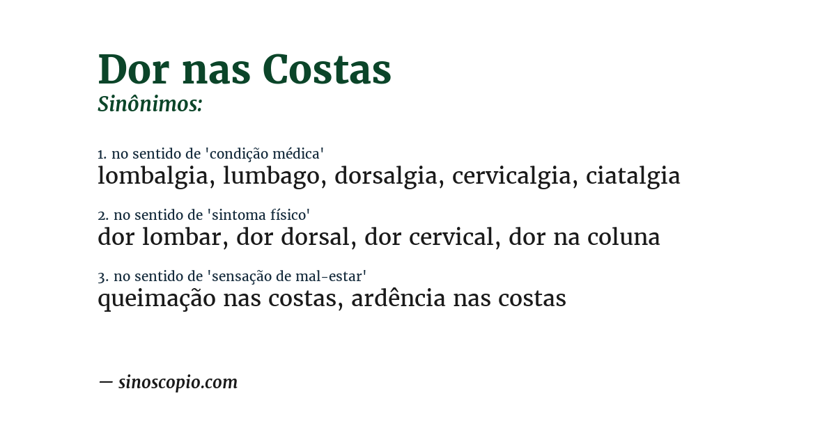 Sinônimo de dor nas costas