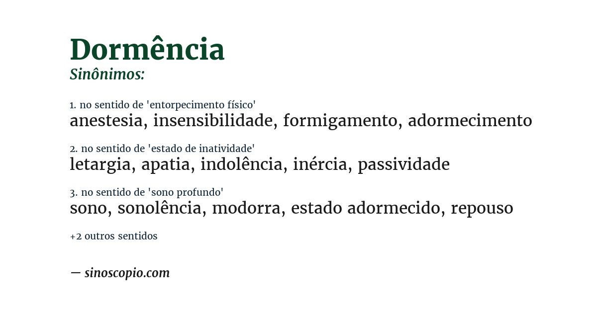 Sinônimo de dormência