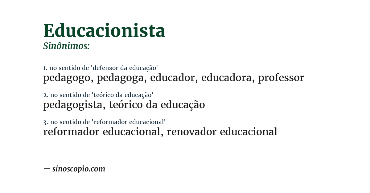 Sinônimo de educacionista