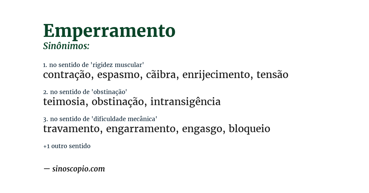 Sinônimo de emperramento