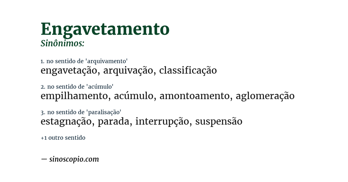 Sinônimo de engavetamento