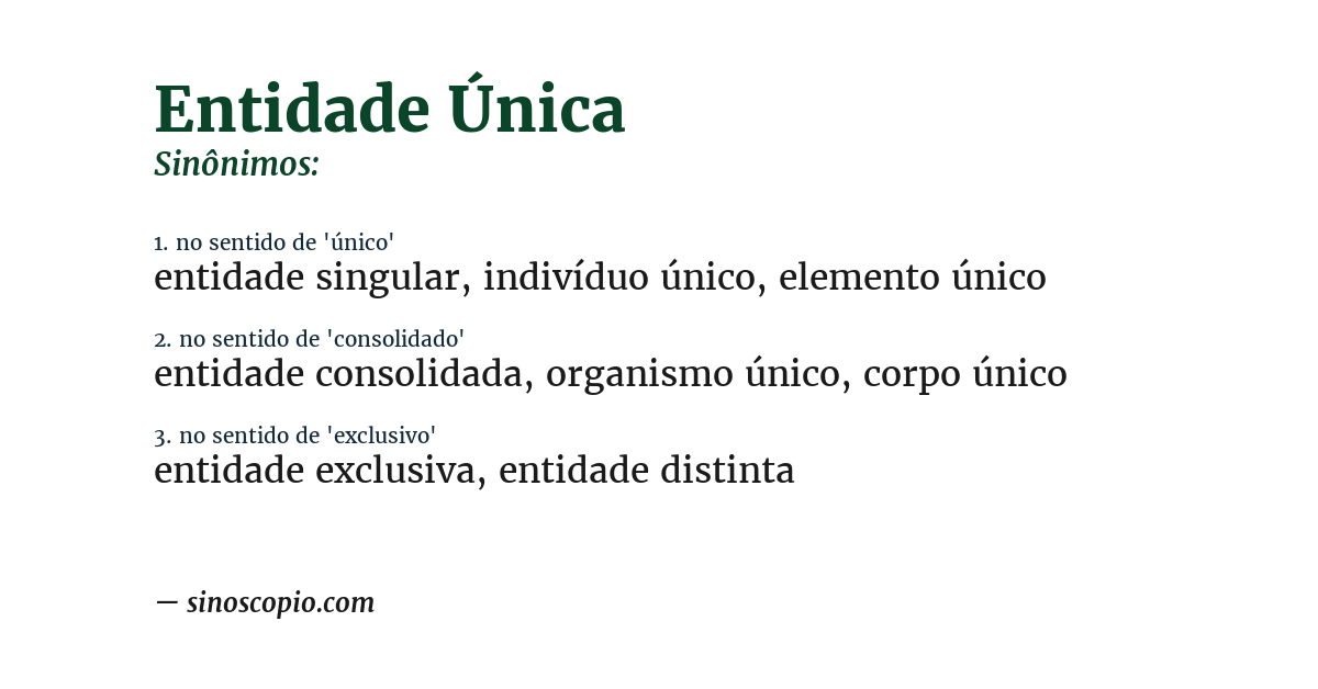 Sinônimo de entidade única