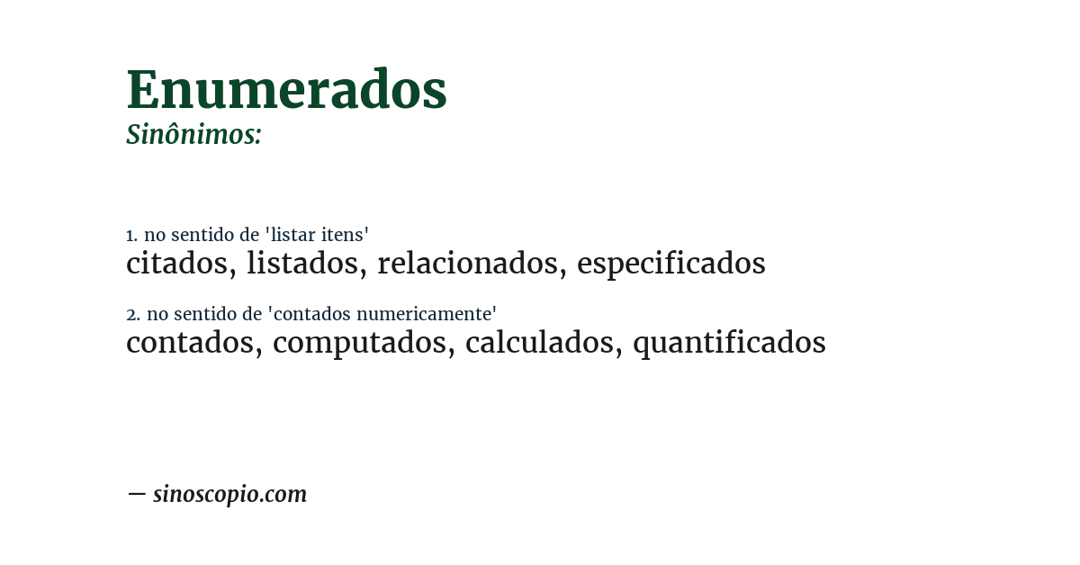 Sinônimo de enumerados