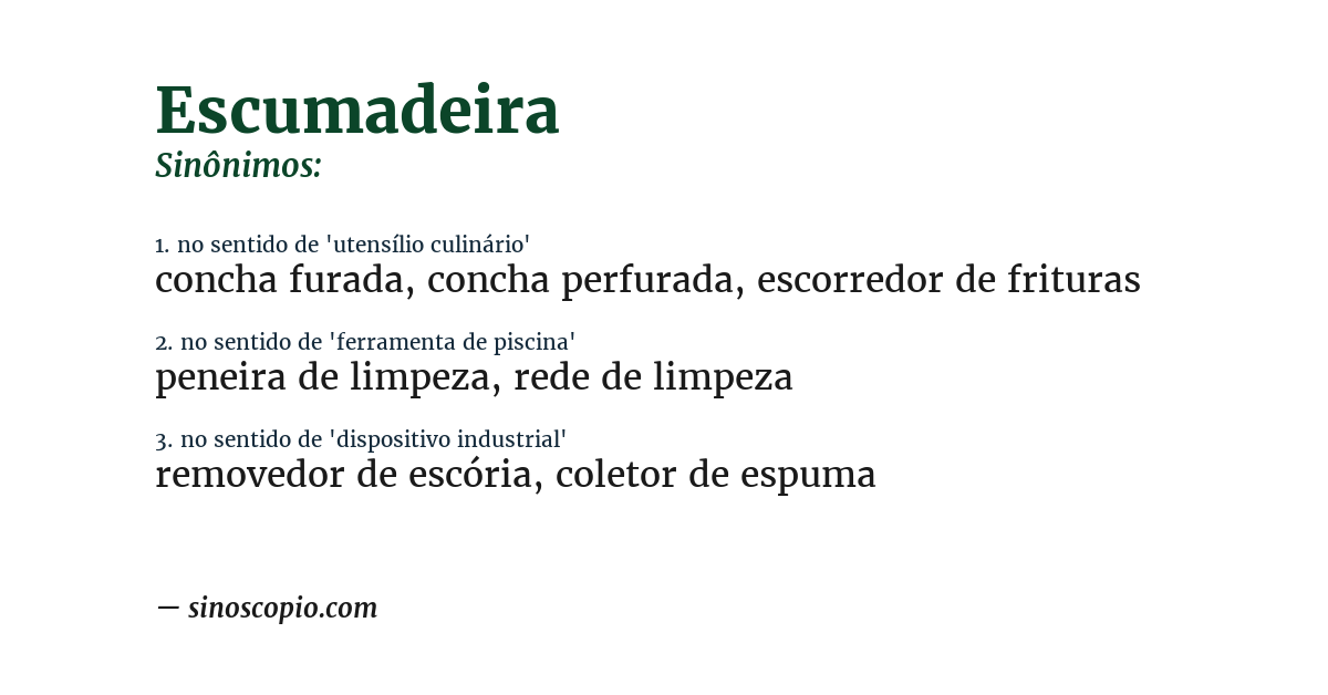 Sinônimo de escumadeira