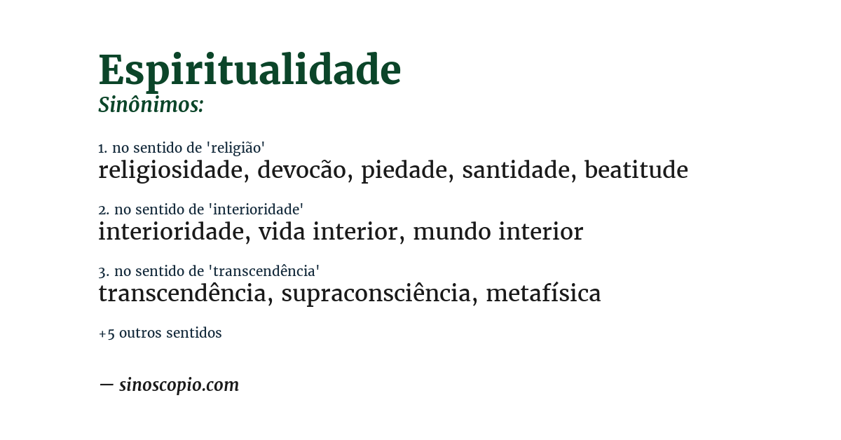 Sinônimo de espiritualidade