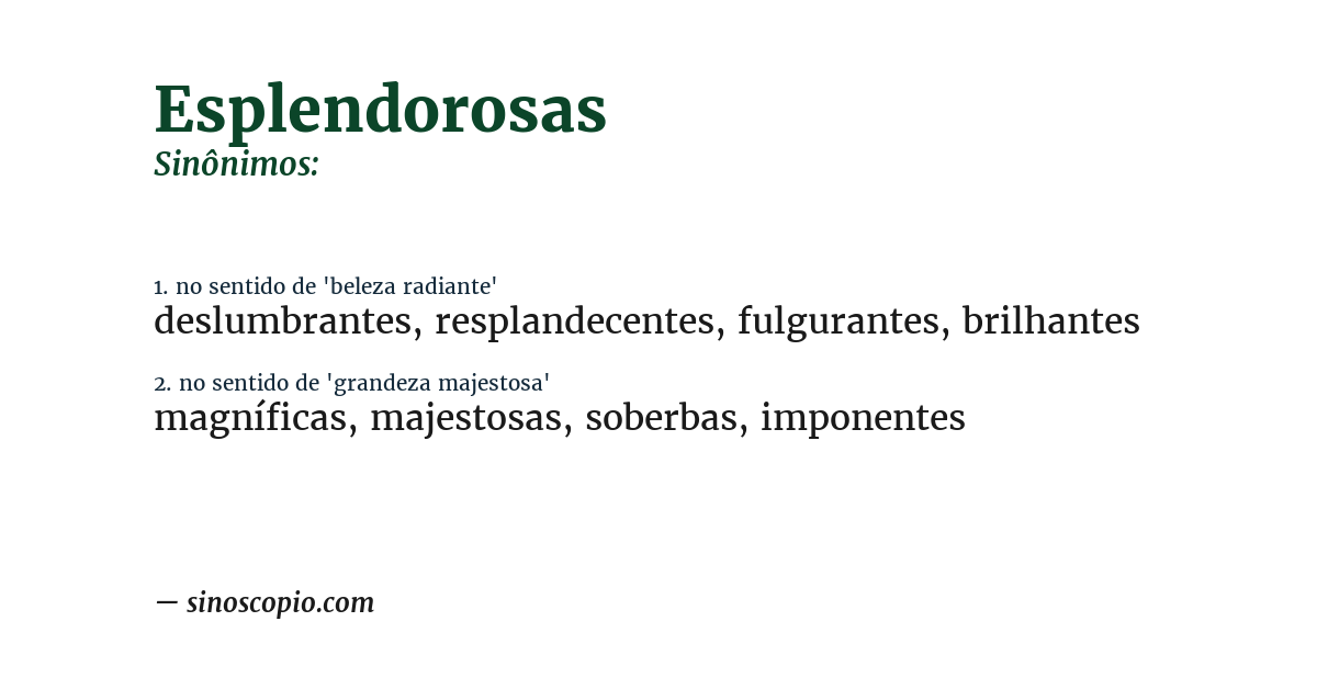 Sinônimo de esplendorosas