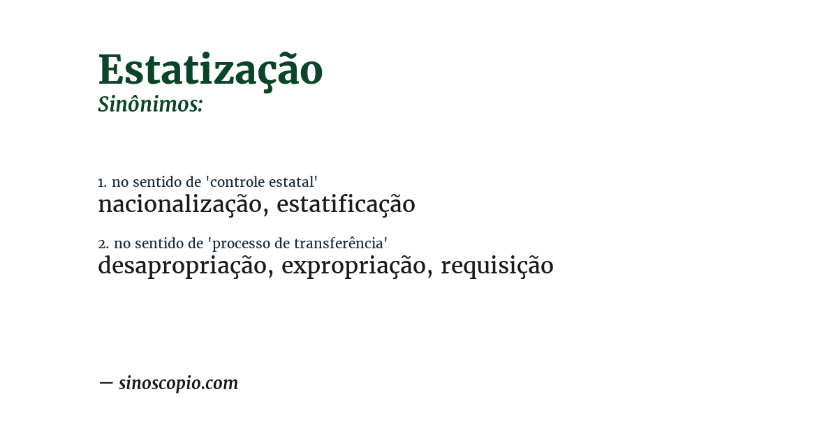 Sinônimo de estatização