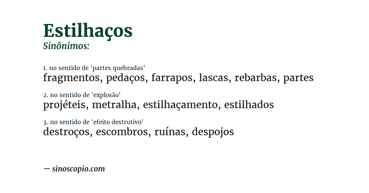 Sinônimo de estilhaços