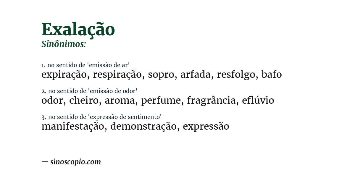 Sinônimo de exalação