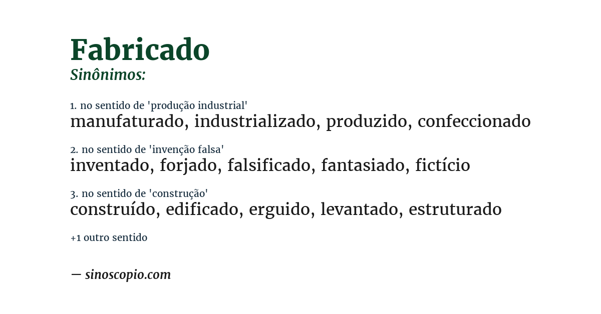 Sinônimo de fabricado