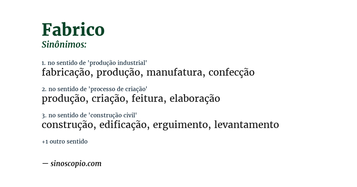 Sinônimo de fabrico