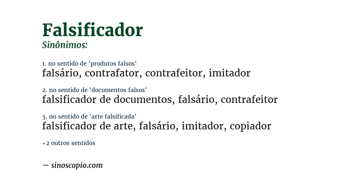 Sinônimo de falsificador