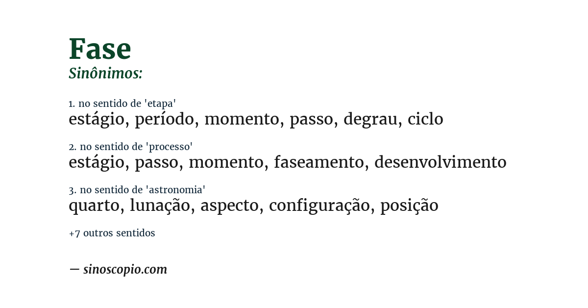 Sinônimo de fase