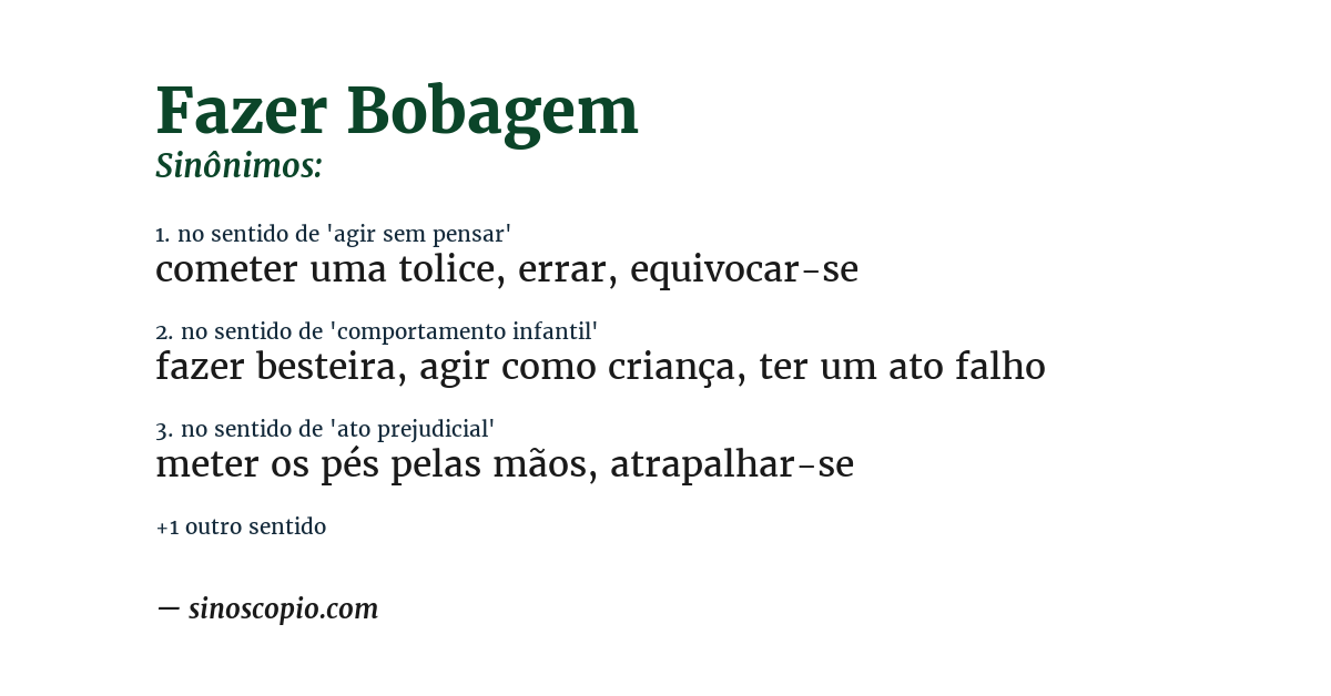 Sinônimo de fazer bobagem